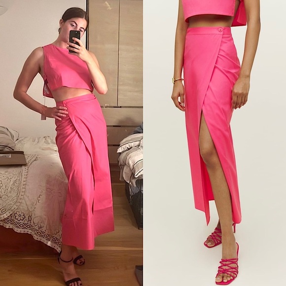 NWT REFORMATION Organic Cotton Poplin High Rise Fitted Waist Wrap Maxi Skirt 2 - Picture 2 of 9